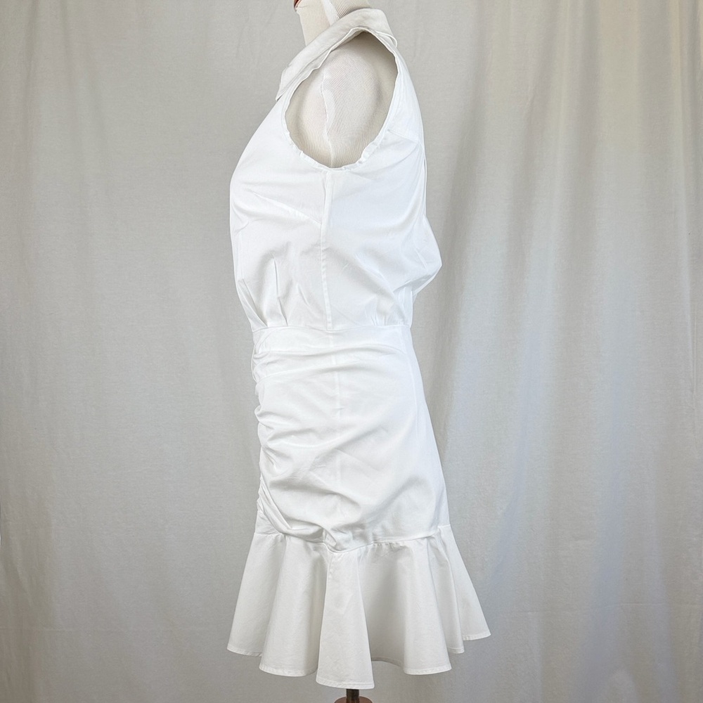 Veronica Beard Bell Ruched Button-Down Dress – Size 6 – White - Picture 5 of 12